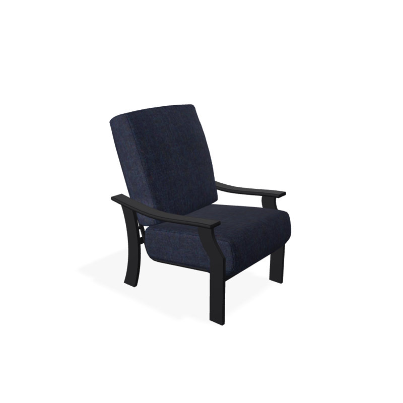 St. Catherine Outdoor Lounge Chair, Spectrum Indigo Sunbrella®, Textured Black