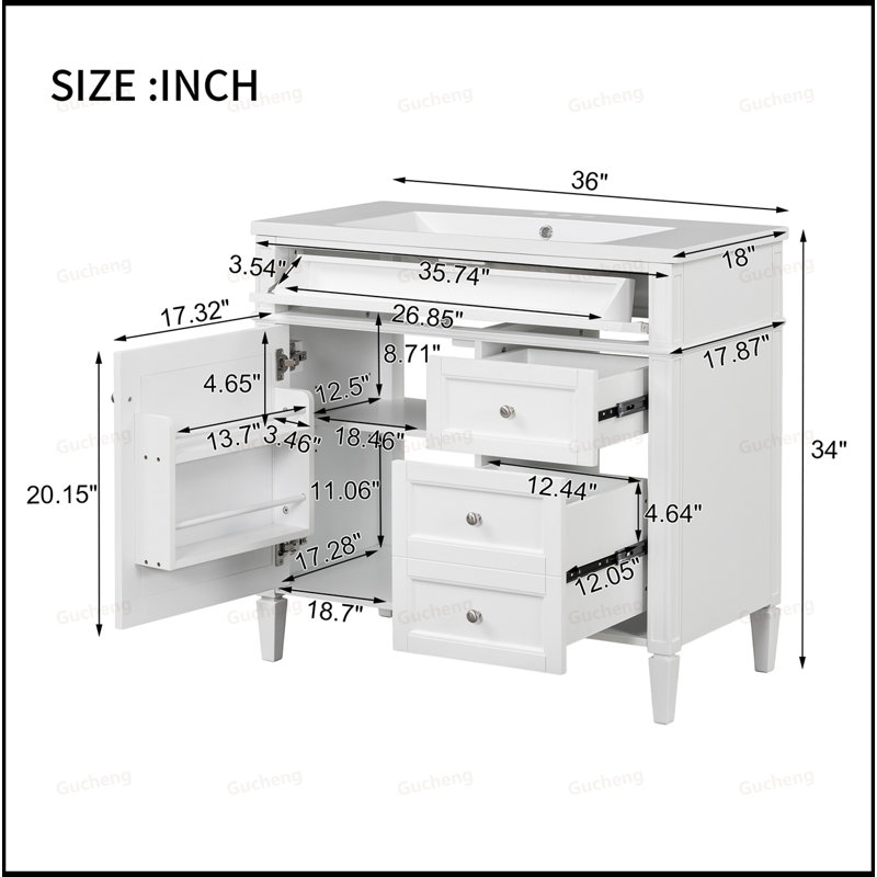 Armoire de meuble-lavabo 36 po avec lavabo