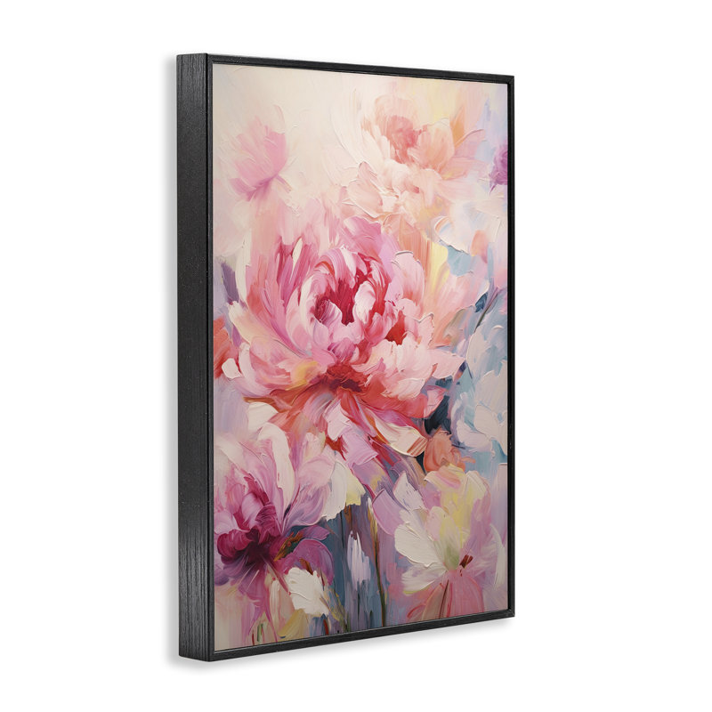 Explosions florales, art abstrait par Gina Kelly bg-190, Giclée encadrée noir minuit, H 30 po x l 20 po