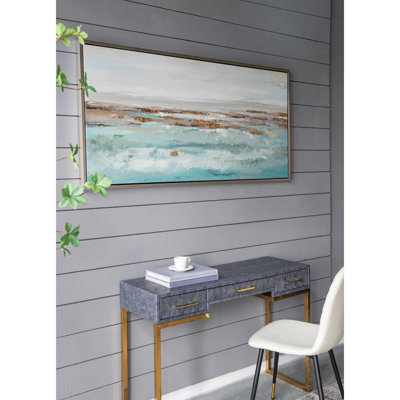 Framed Landscape Rectangle Abstract Ocean Oil Painting