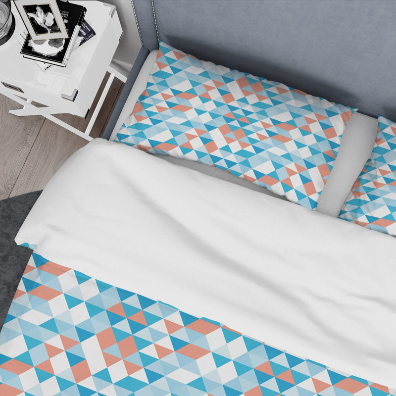 Ensemble de housse de couette rétro Art Deco Waves II - microfibre de polyester, Housse de couette simple + 1 taie décorative