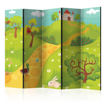 Graceville 225cm W x 172cm H 5 - Panel Solid Wood Folding Room Divider