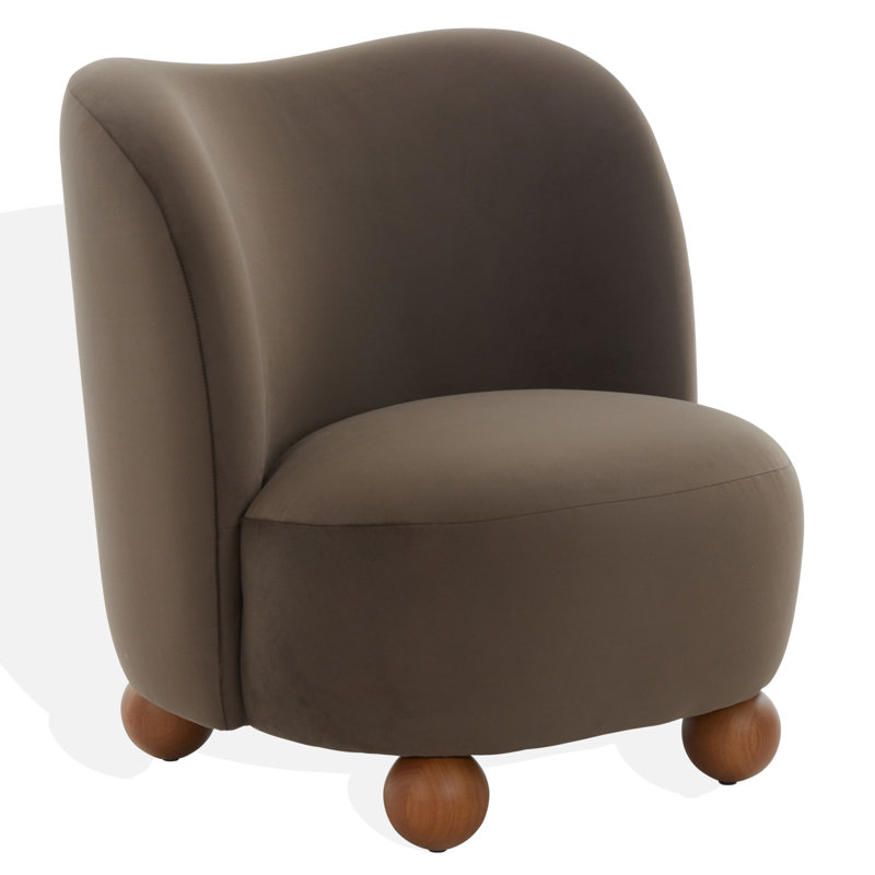 Rodolfo Boucle Accent Chair, Dark Brown Velvet