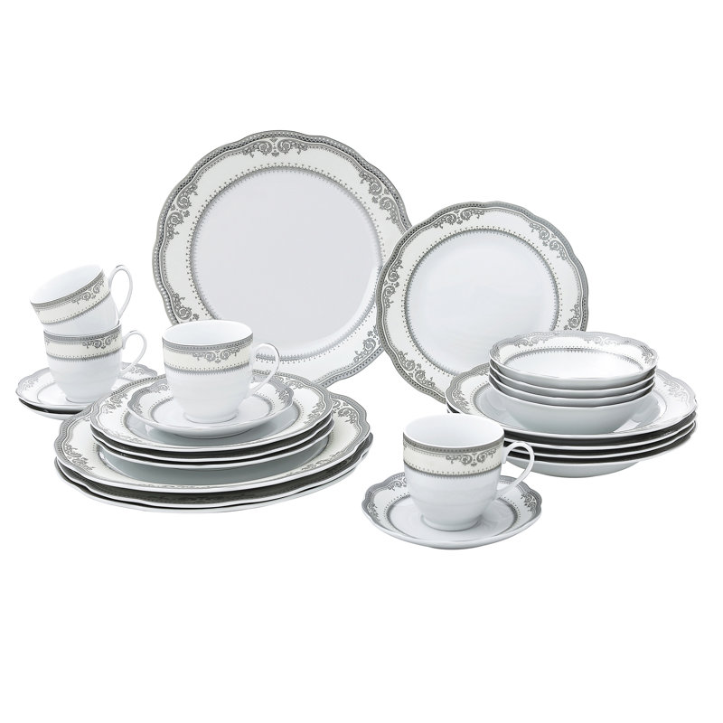 Porcelain China Dinnerware Set 24 Piece - Service for 4