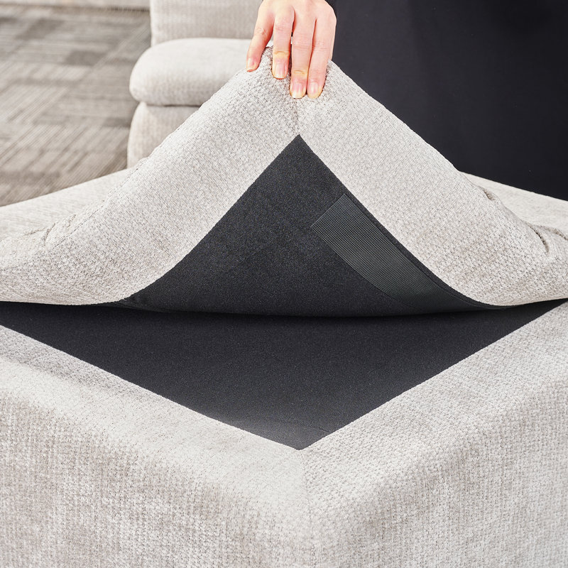 Repose-pieds carré rembourré pour le salon, repose-pieds carré à coussin amovible, Gris