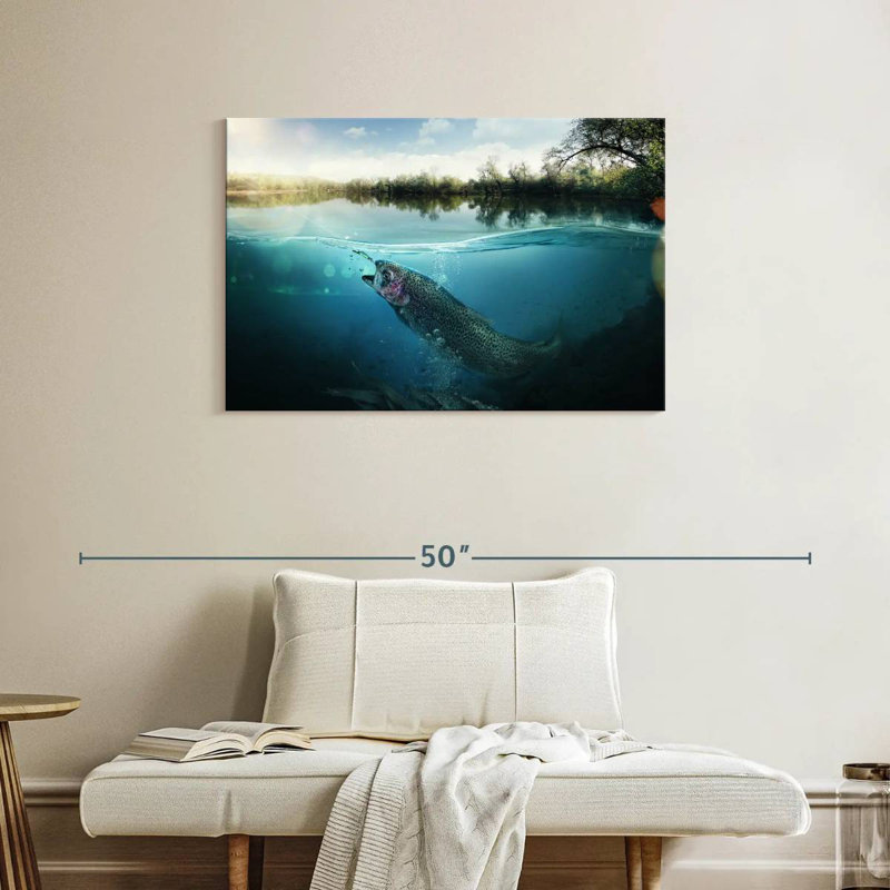 Fishing Underwater Scene, 24" H x 36" W