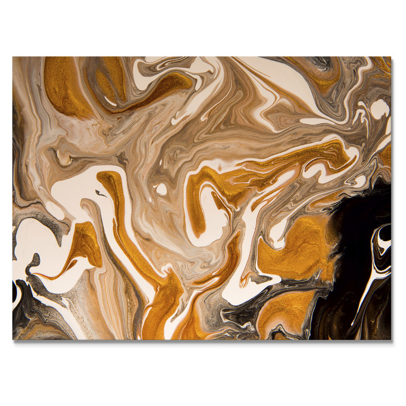 Vague brune avec taches noires et blanches - reproduction sur toile, H 12 po x l 20 po, Toile tendue
