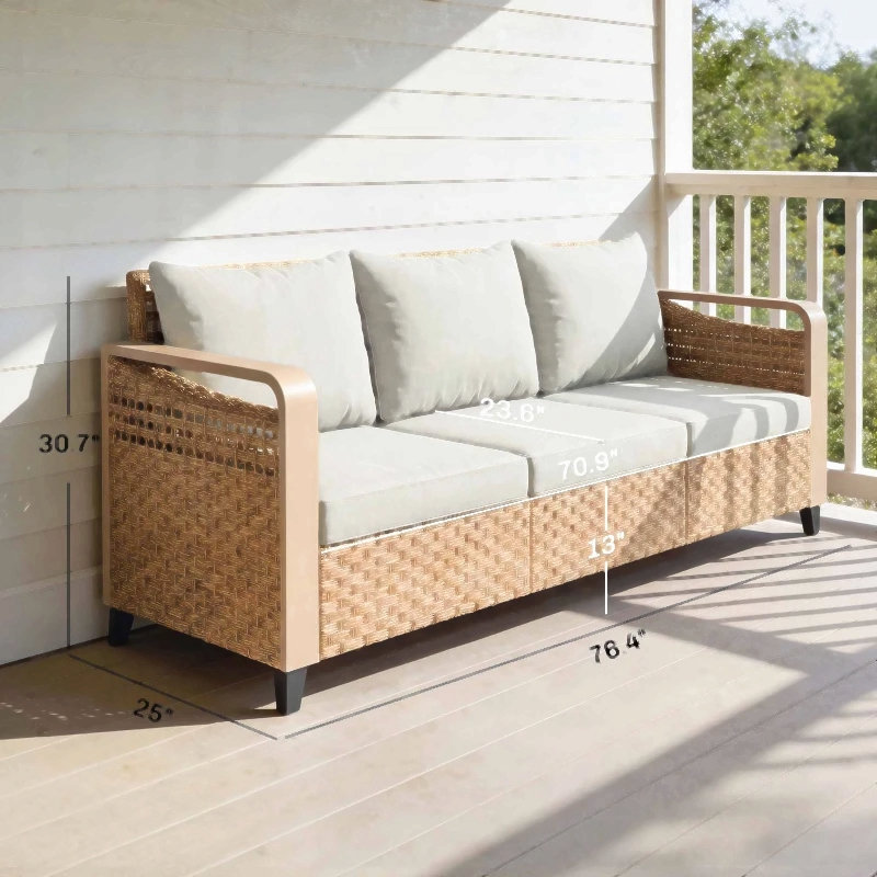 Backyard Sofa,Outdoor Patio Sofa,Garden Rattan Wicker Sofa