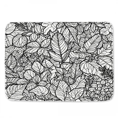 Detailed Leaf Illustration Bath Mat