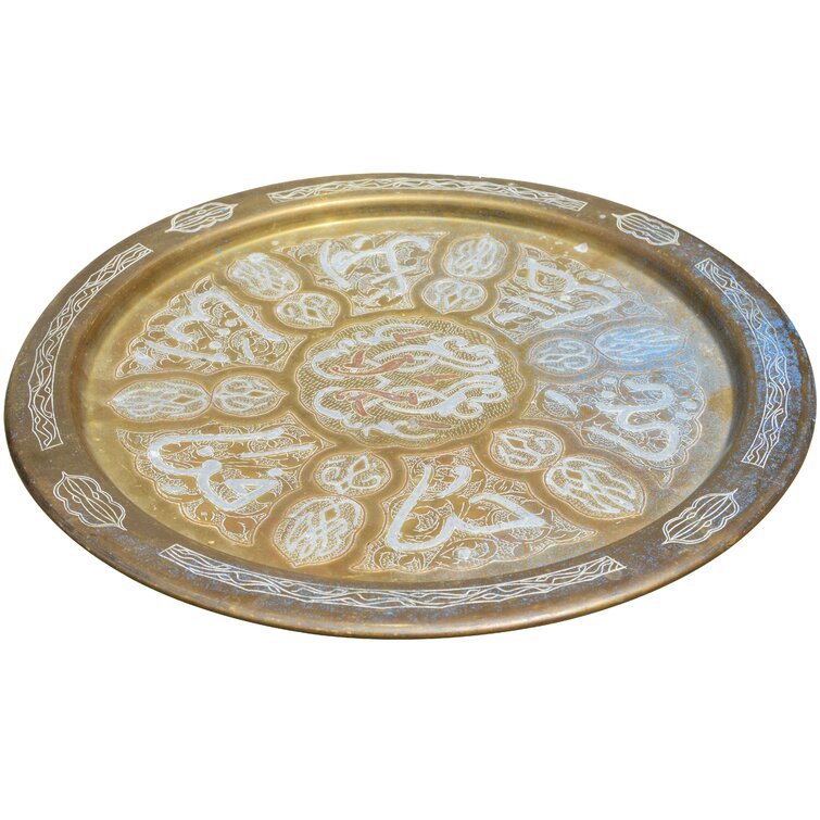 Plaid Etched Tray-Antique Brass