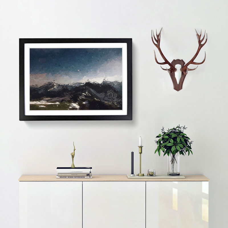 Stars Above the Mountains - Picture Frame Graphic Art Print, 48cm H x 65cm W x 2cm D, Black Framed
