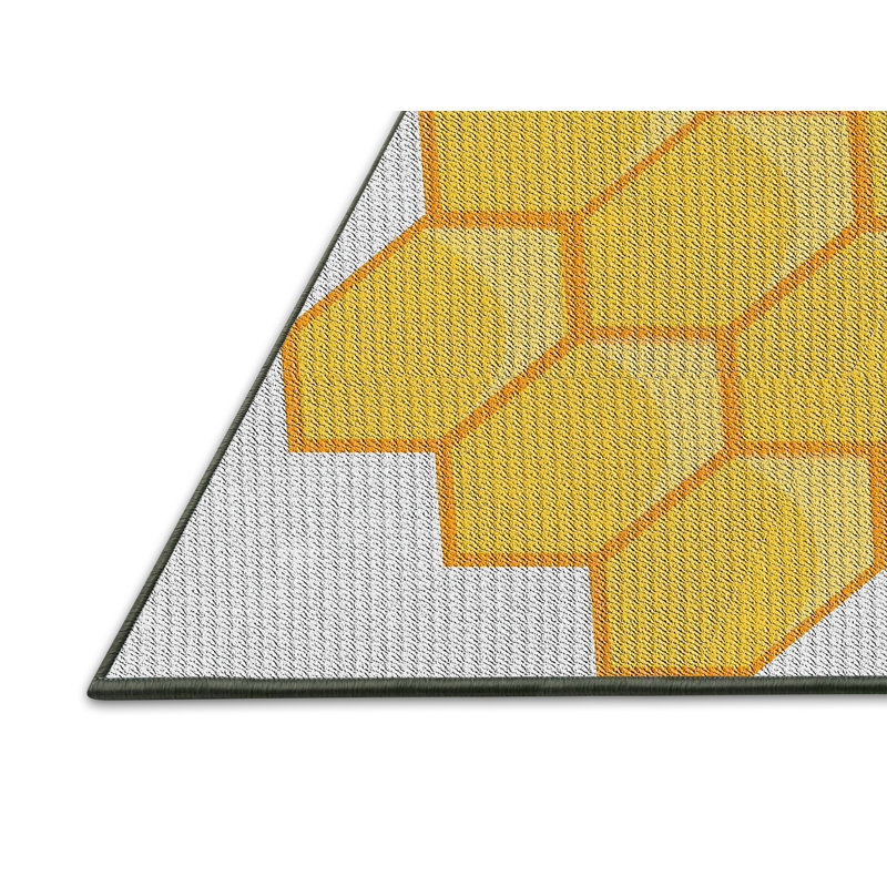 Tapis jaune/gris à motifs Nordmeyer, Rectangle 5 pi x 7 pi