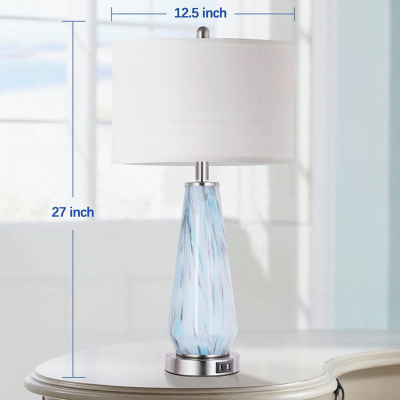 Ensemble de 2 lampes de table Modern, Bleu / Argent