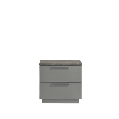 Elara Nightstand – Two-Tone High-Gloss Marble & Lacquer Finish With Red Velvet-Lined Drawers And Metal Legs
