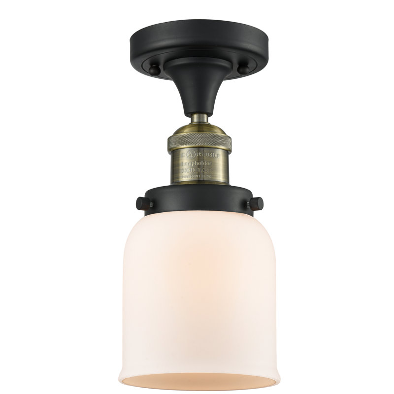 Plafonnier semi-encastré à 1 lumière 5 po Archambault, Laiton antique noir, Boîtier blanc mat, Ampoule non incluse