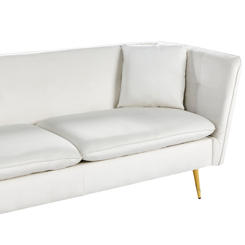 Frederica 3 Seater Sofa, White Velvet