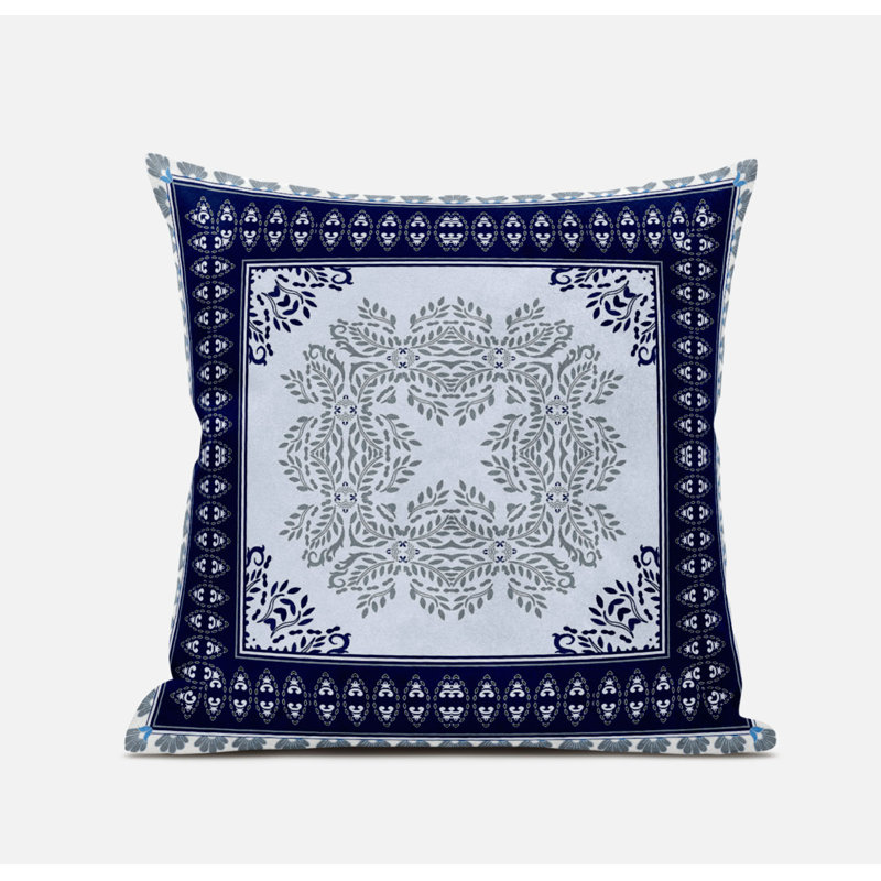 Geometric Reversible Throw Pillow, 20" x 20", Navy/Light Blue