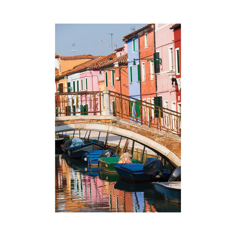 Italy, Burano. Reflection Of Colorful Houses In Canal. by Merrill Images - Gallery-Wrapped Canvas Giclée on Canvas, No Frame