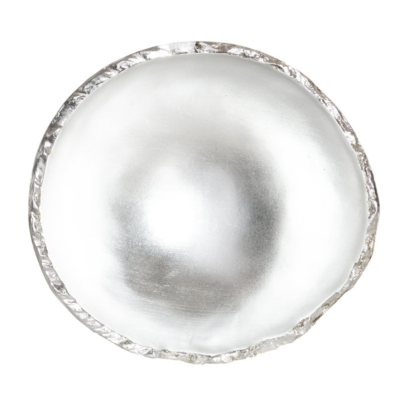 Broken Egg Resin Abstract Decorative Bowl, Pearl White/Silver Leaf