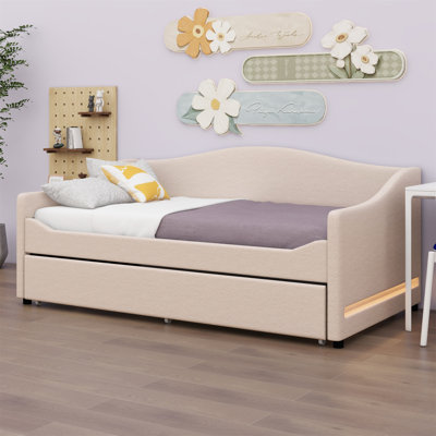Upholstered Daybed With Light And Trundle