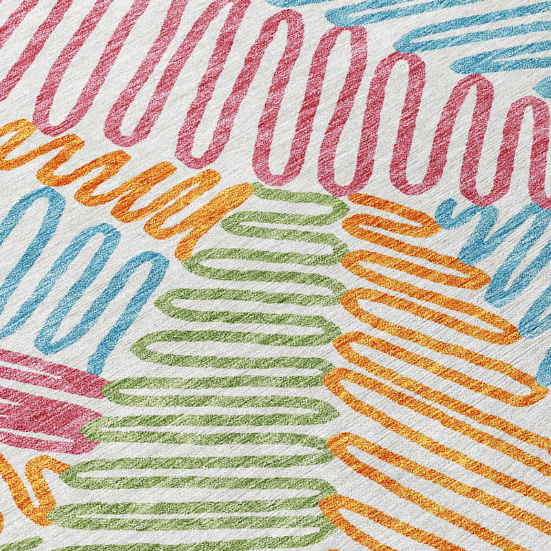 Maliana Washable Floral Indoor / Outdoor Rug, Round 8'