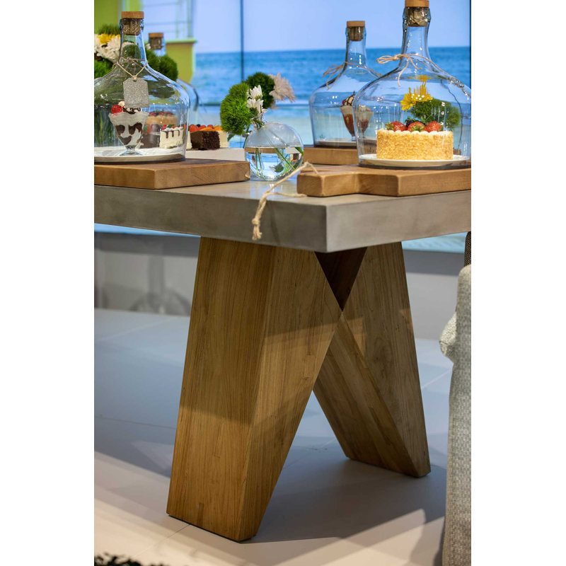 Perpetual Slate Gray 87" Handmade Wood & Concrete Dining Table