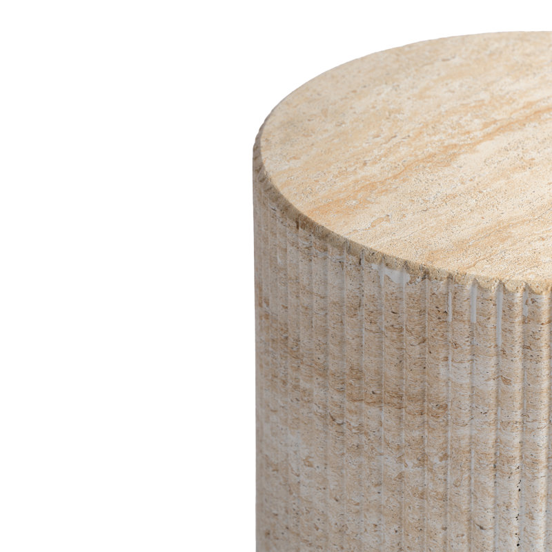 Ivy Bronx Svante Travertine Effect Stool Side Table Durable Weatherproof Indoor and Outdoor End Table