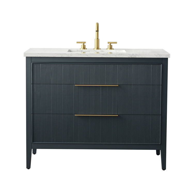 Bilroy Egremt 42'' Single Bathroom Vanity with Engineered Stone Top