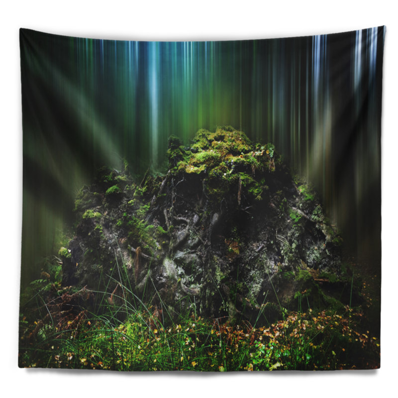 Tapisserie paysage dark forest on snowy matinée, H 50 po x l 60 po