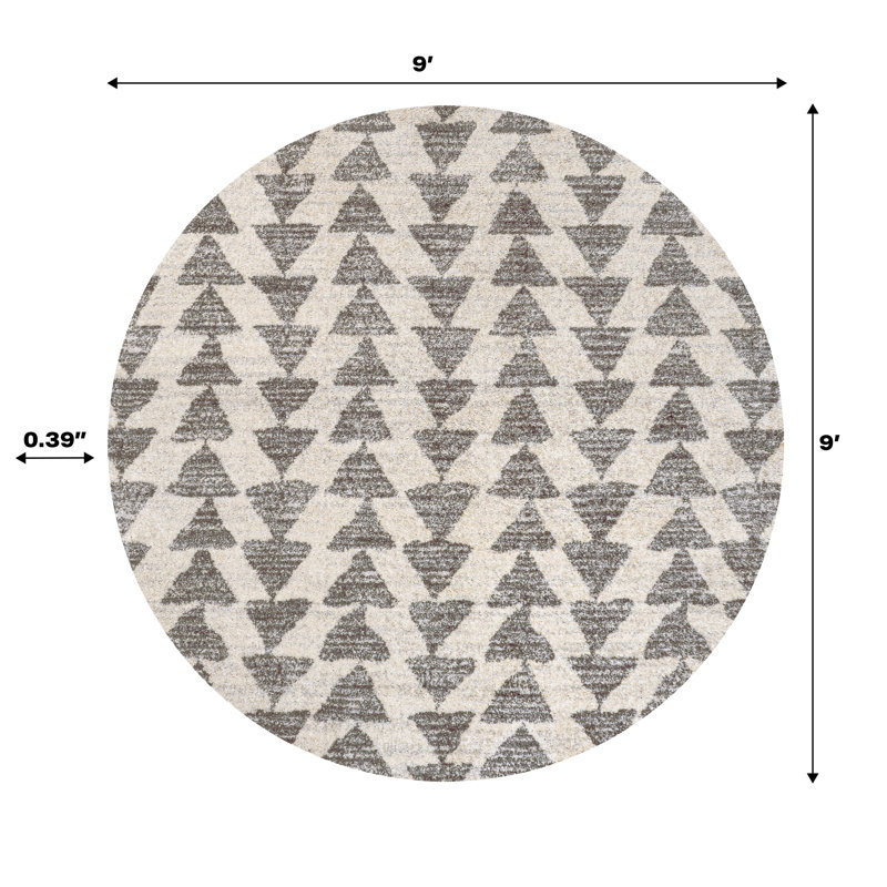 Taos Moroccan Triangle Geometric Cream/Gray Rug, Round 9'