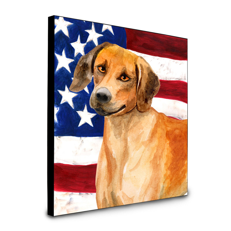 Panneau mural patriotique art Double Down, Chien de Rhodésie à crête dorsale