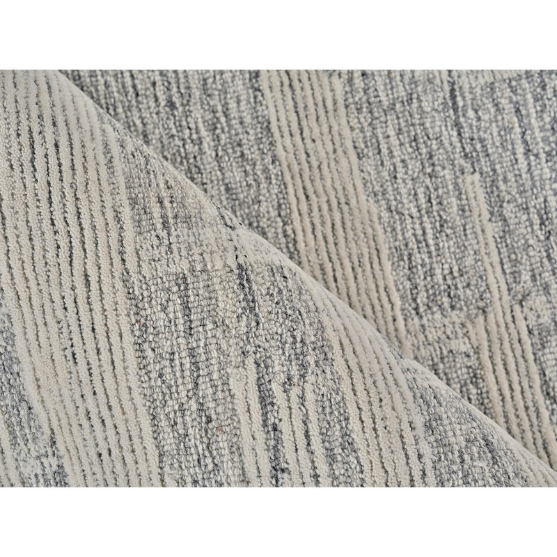 Exquisite Rugs Park City Handmade Hand-Tufted New Zealand Wool On Canvas Gray/Ivory Area Rug, Rectangle 12' x 15'