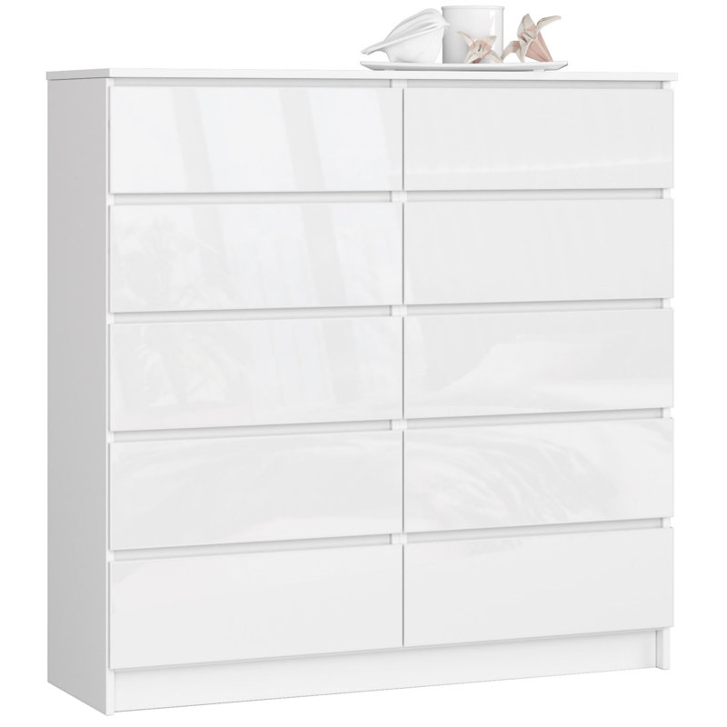 Xan 120cm W 10 - Drawer Chest of Drawers, Gloss White
