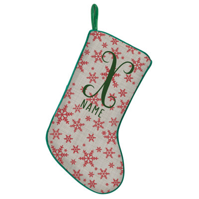 Vintage Snowflakes Personalized Green Trim Stocking