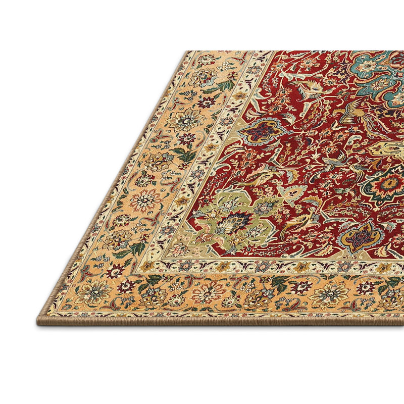Tapis traditionnel mehroon/noir/crème, Rectangle 4 pi x 6 pi
