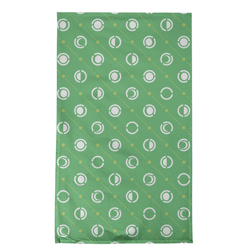 Torchon Moon phases, Vert / jaune / blanc, Polyester sergé