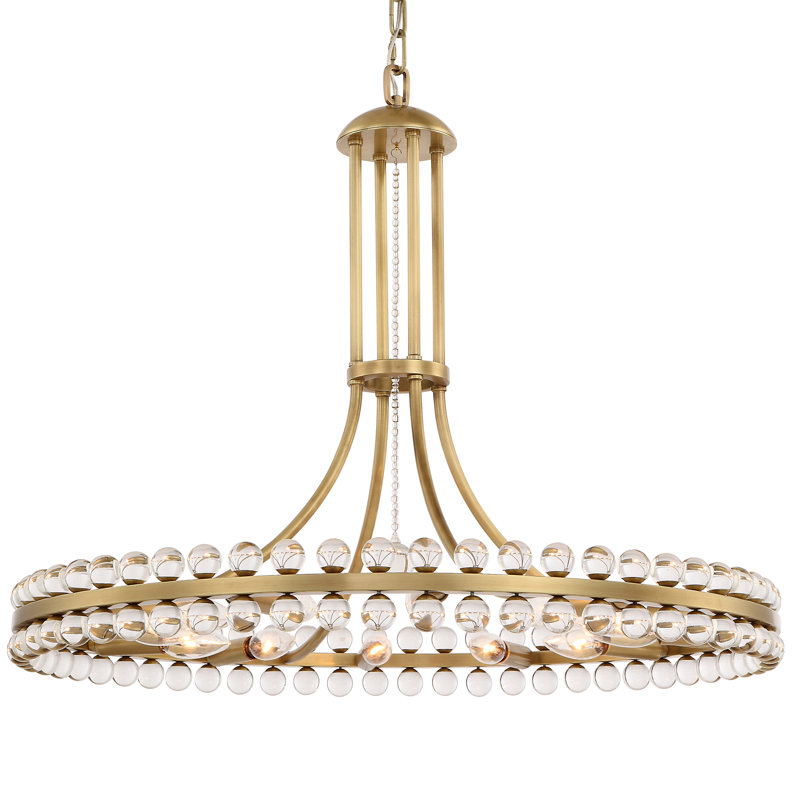 Clover 12-Light Crystal Pendant, 28.75", Aged Brass