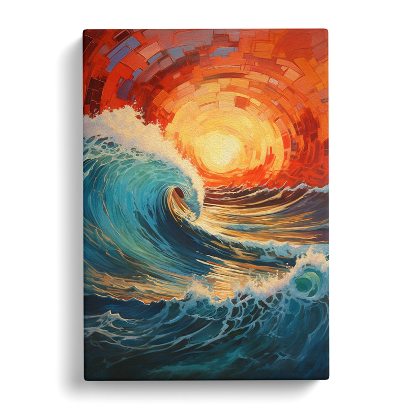 Wave Modern Expressionism Art - Wrapped Canvas, 76cm H x 50cm W x 3cm D