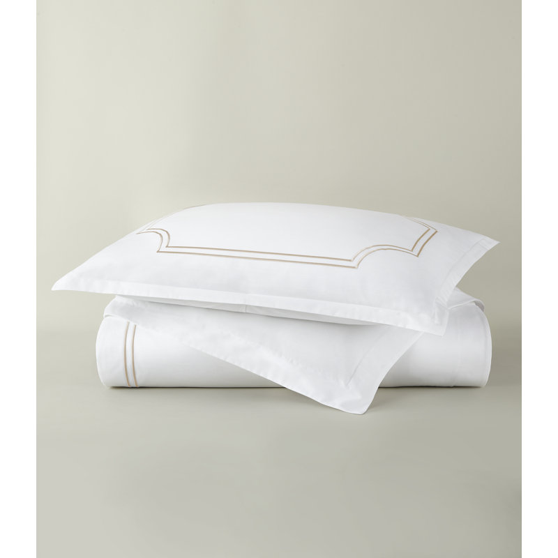 CLASSIC EMBROIDERED QN DUVET SET DECO WHT, Linen, King Duvet Cover