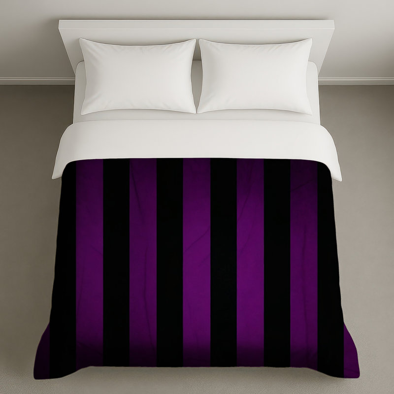 Housses de couette mauves à rayures noires, Twin