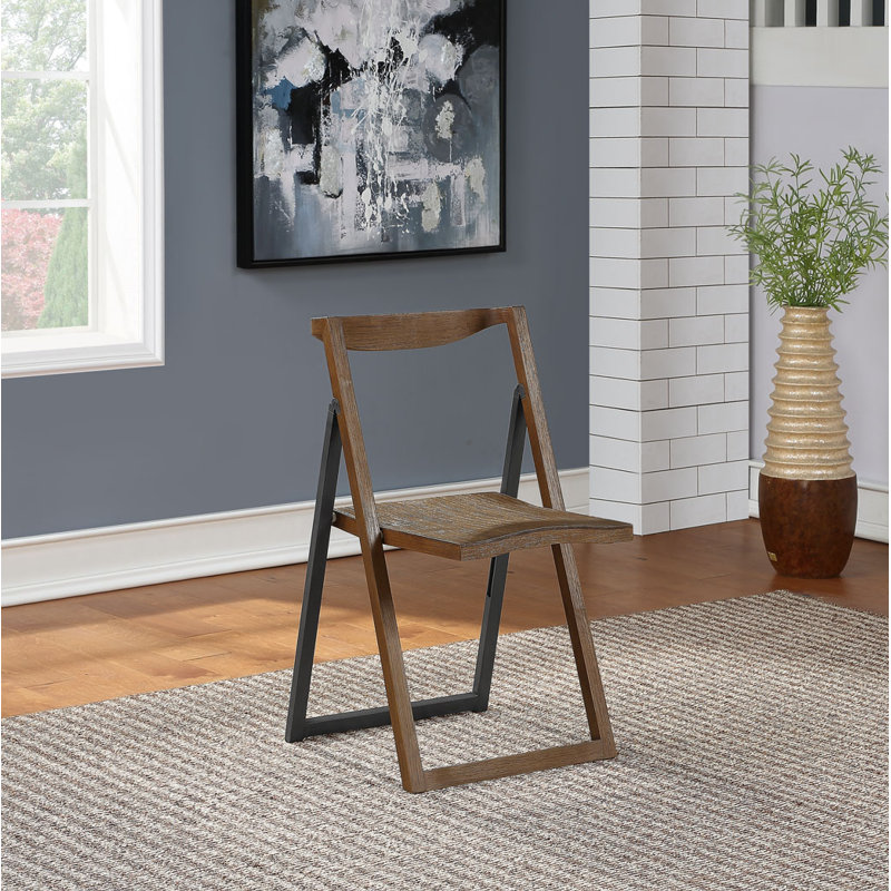 Sydney Chestnut Wire-Brush Finish Folding Chairs, Set of 2