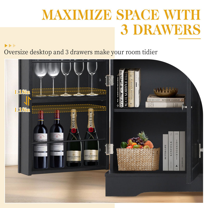 54" Modern Buffet Cabinet with Storage,Wood Sideboard Cabinet with Drawer,Coffee Bar Cabinet with Doors and Adjustable Shelves