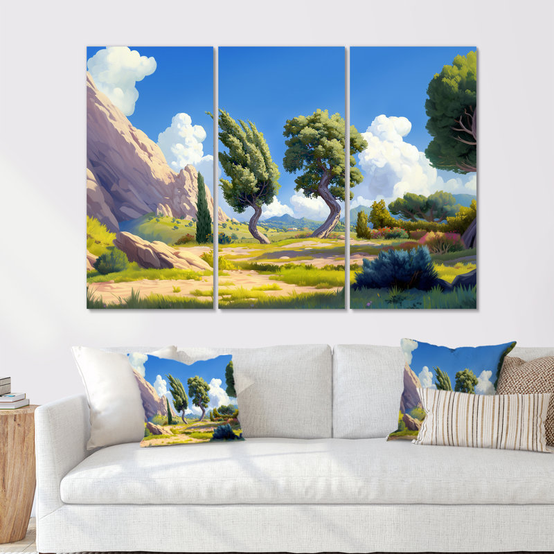 Ensemble d'art mural «The Swaying Cypress Pointillism V - Van Gogh», H 28 po x l 36 po, Toile tendue, Does Not Apply