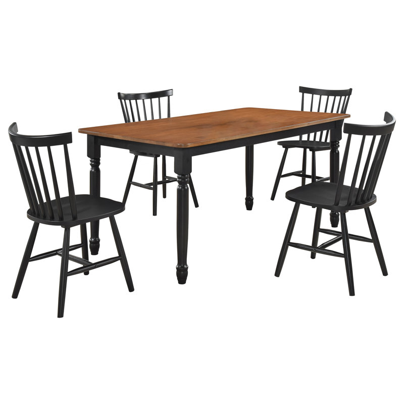 Coletha 5-piece Rectangular Dining Set Walnut and Black, 5 Pieces: Table, 4 Chairs