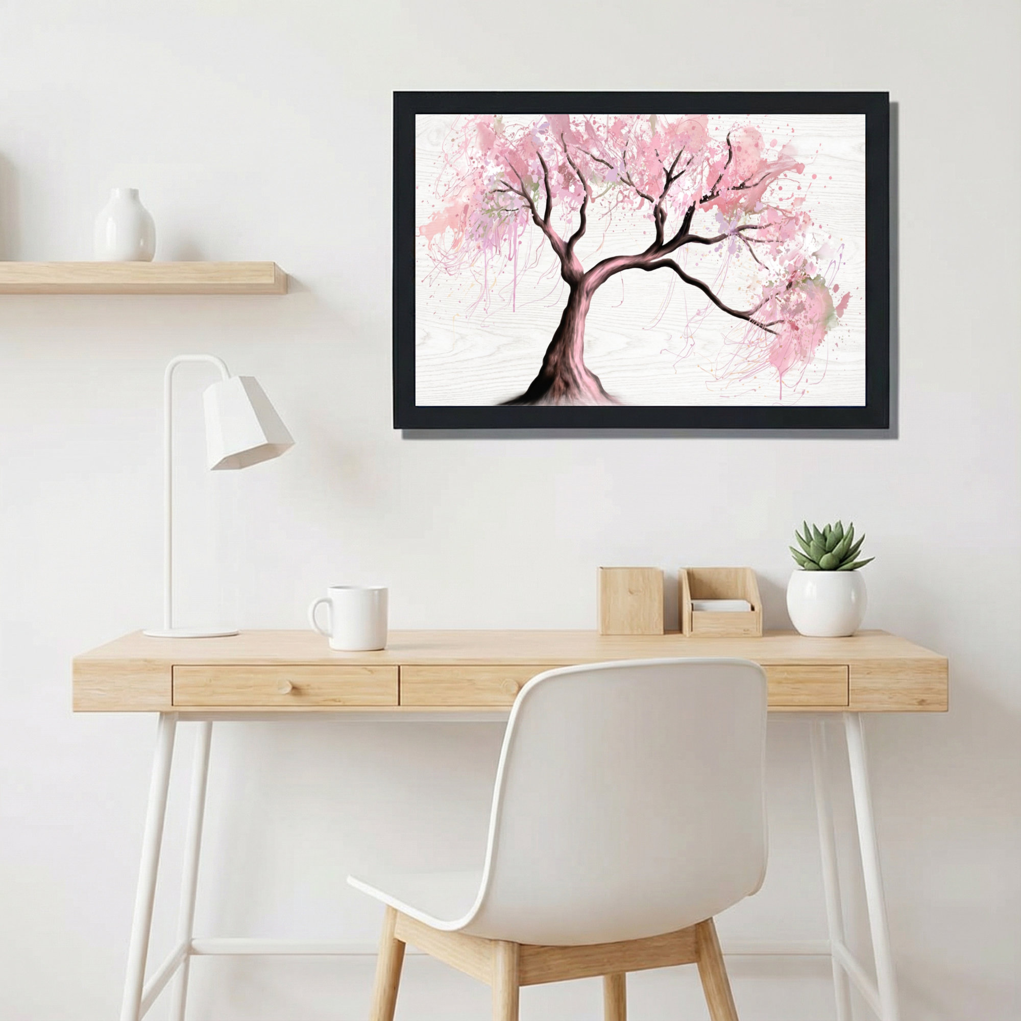 Winston Porter Cherry Blossom Tree Watercolor Art Canvas Wrapped Wall ...