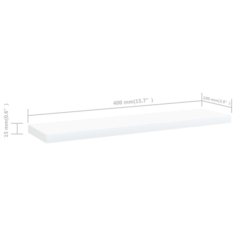 Tablettes pour bibliothèque 8 pièces en bois d'ingénierie, Blanc, (8 tablettes) H 0,59 po x l 15,75 po x P 3,94 po
