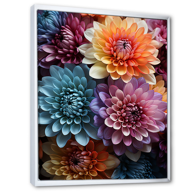 «Colorfull Mums Serene II», reproduction sur toile, Cadre flottant blanc, 20" H x 12" W
