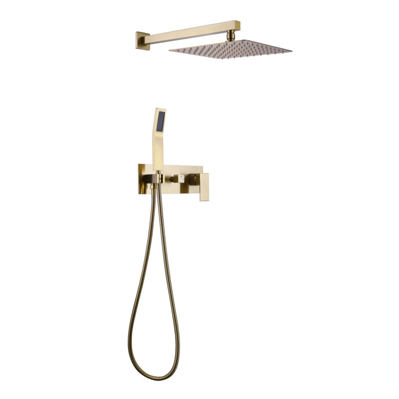 Système de douche complet avec valve brute, Or brossé