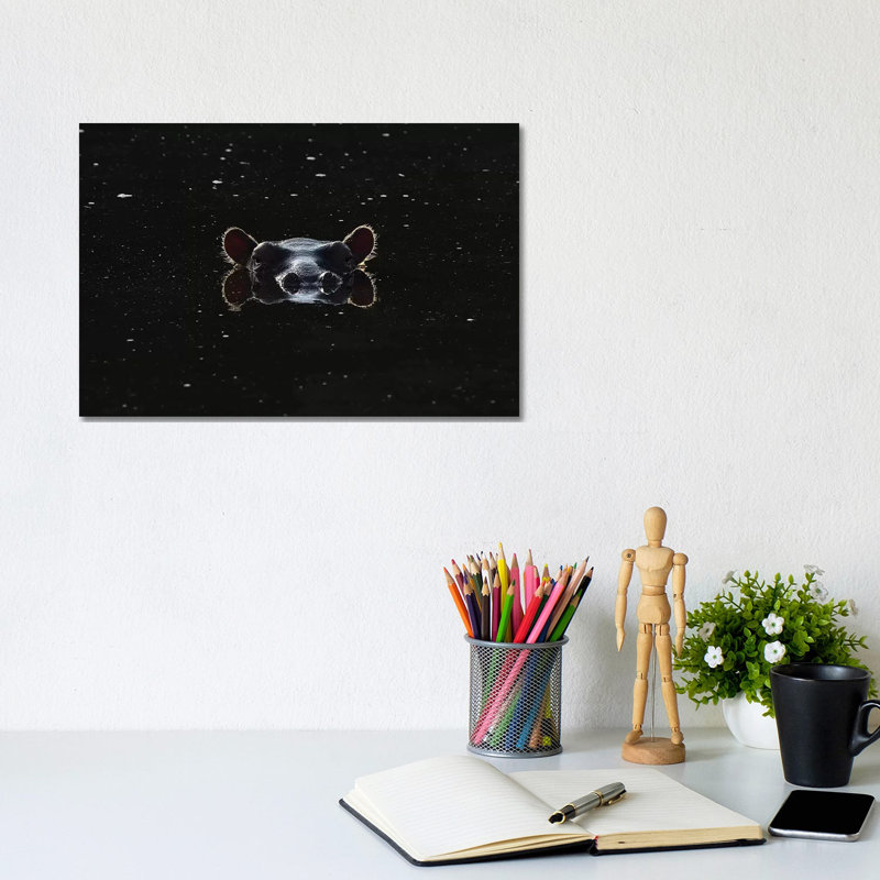 Hippo Baby par Elmar Weiss - Photographie sur toile tendue, H 8 po x l 12 po x P 0,75 po