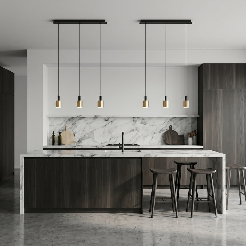 Essoura 3 - Light Kitchen Island Pendant, Black/Brass